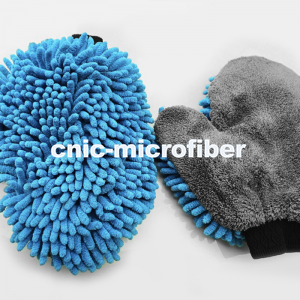 Dual Side Car Care Detailing Wheel Cleaning Mitt Chenille Microfiber Plush Car Wash Mitt